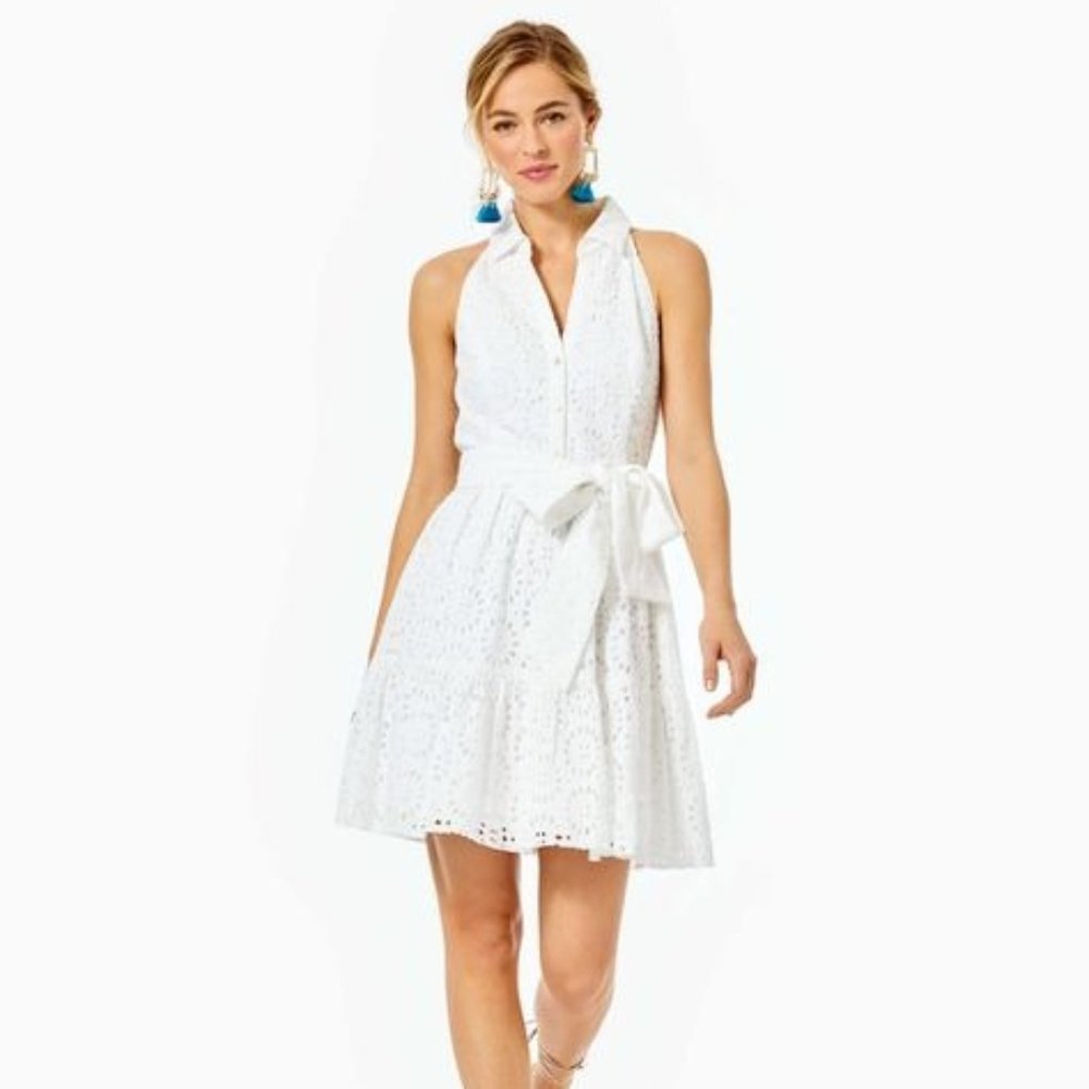 Lilly Pulitzer White Eyelet Halter Sundress